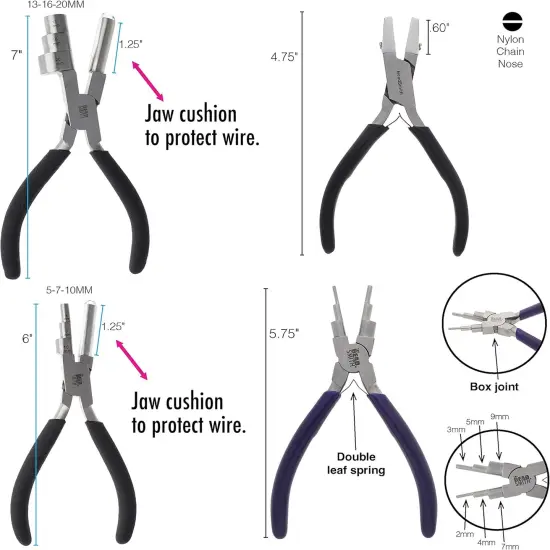 The Beadsmith Wire Working Combo &ndash; 3 Different Wire Wrapping Bending Pliers and Double Nylon Jaw Chain Nose Pliers &ndash; Use to Create Loops, Jump Rings & Protect Wire While Jewelry Making &ndash; 4 Piece Set {4}