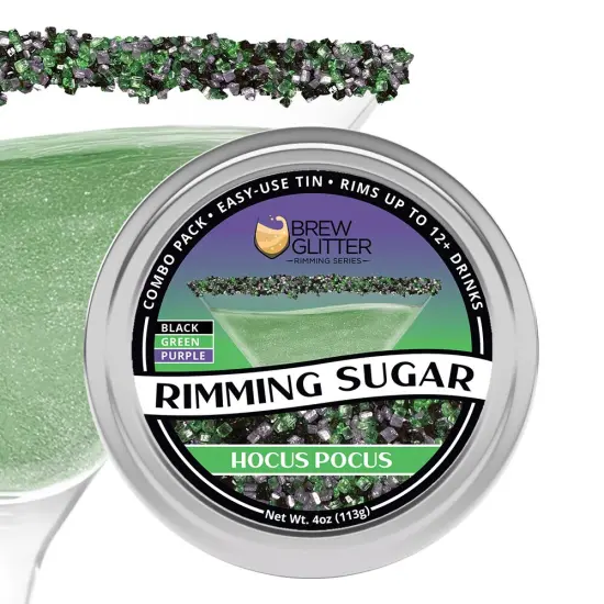 Brew Glitter - Hocus Pocus Rimming Sugar (4oz, 1x Bar Tin) Cocktail Garnish for Mixed Drinks & Refreshments {1}