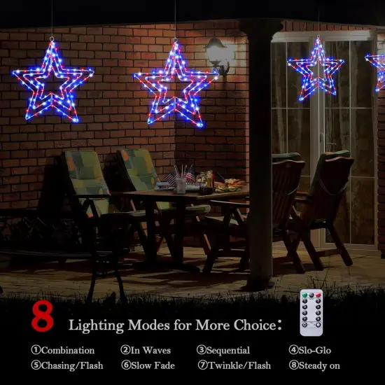 4th of July Decorations, 3 Layers of 14inch Red White Blue Big Stars {2}