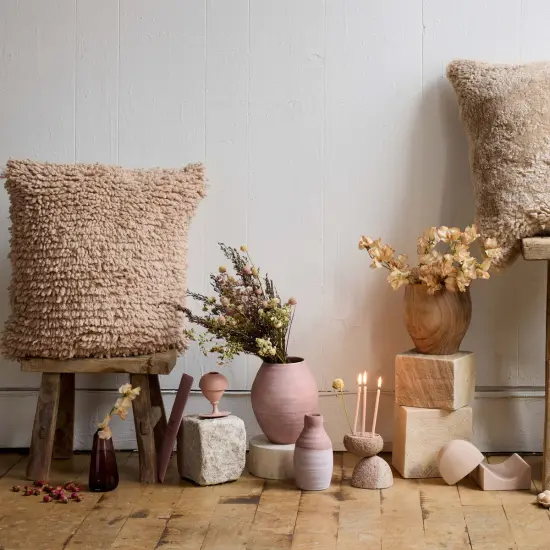 Round Pedestal Wood Base In Pale Whitewash by Bloomist {4}