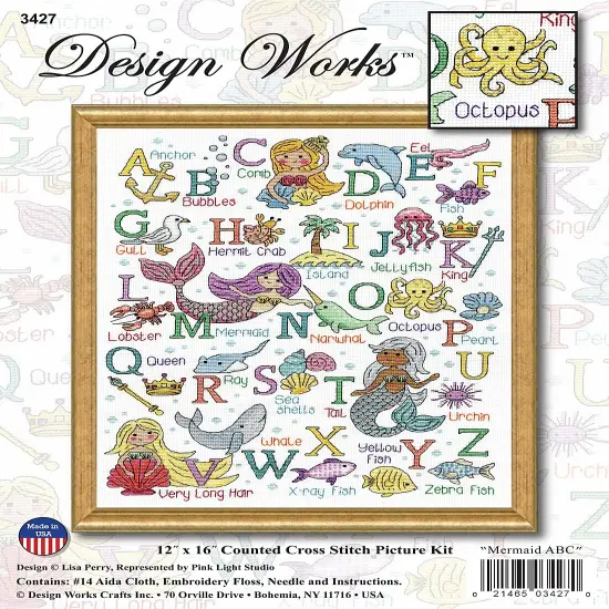 Design Works Counted Cross Stitch Kit 12"X16"-Mermaid ABC {1}