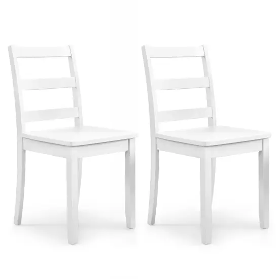 Set of 2 Wood Dining Chairs with Solid Rubber Wood Legs and Curved Backrest White {7}