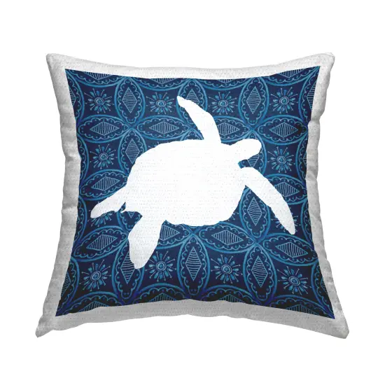 Sea Patterned Turtle Outdoor Printed Pillow Design by Carol Robinson, 18 x 7 x 18 {1}