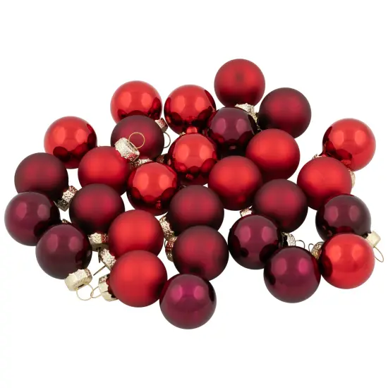 Northlight 2-Finish Mini Christmas Glass Ball Ornaments - 1" (25mm) - Red and Burgundy - 28ct {5}