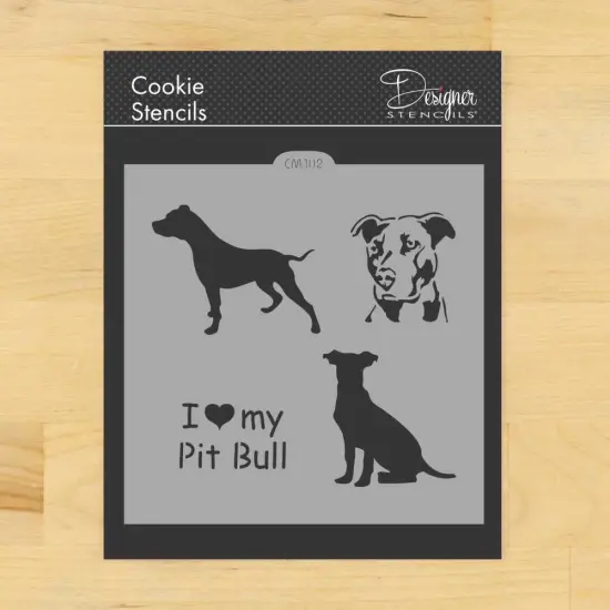 I Love My Pit Bull Cookie & Craft Stencil | CM102 by Designer Stencils | Cookie Decorating Tools | Baking Stencils for Royal Icing, Airbrush, Dusting Powder | Craft Stencils for Canvas, Paper, Wood | Reusable Food Grade Stencil {1}