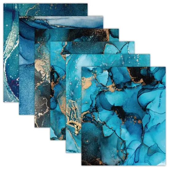 Ocean Scrapbook Paper Pack. 12 Sheets of 15.2x15.2cm Heavyweight Paper Pad F07M2-3 AC230308-06 {4}