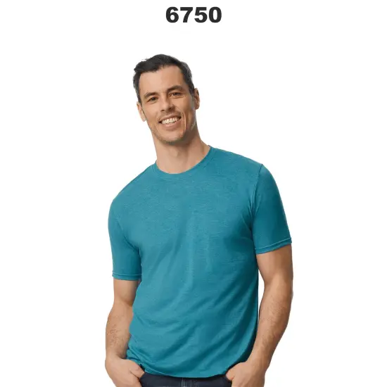 Gildan&reg; Softstyle Crewneck Short Sleeve CVC T-Shirt Heather navy {3}