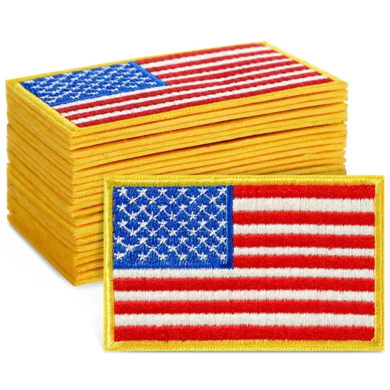 24 Pack of Iron On American Flag Patches for Patriotic Accessories, Embroidered USA Patch Set for Clothing Multicolor {1}