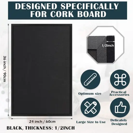 36" x 24" Cork Board Large Wood Framed Cork Bulletin Board(Black Frame) {5}