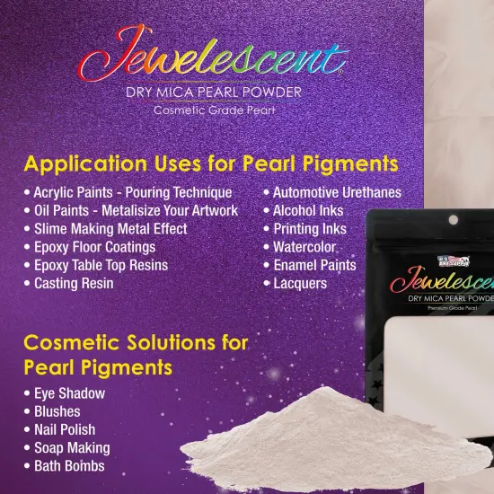 Jewelescent Mica Pearl Pigment Powder Kit, 5 Interference Colors, 3.5 oz (100g) Pouches - Cosmetic Grade, Epoxy Resin Color Pigment, Mica Powder for Resin, Soap, Slime, Candle Dye, Art {6}