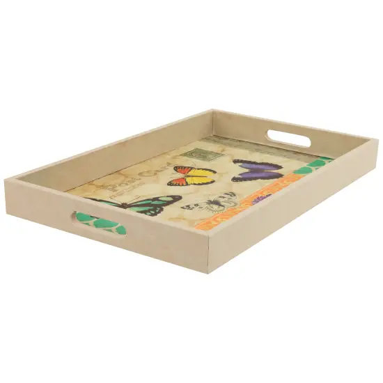 Northlight Butterfly Post Card Rectangular Serving Trays - 19" - Set of 3 Ivory {6}