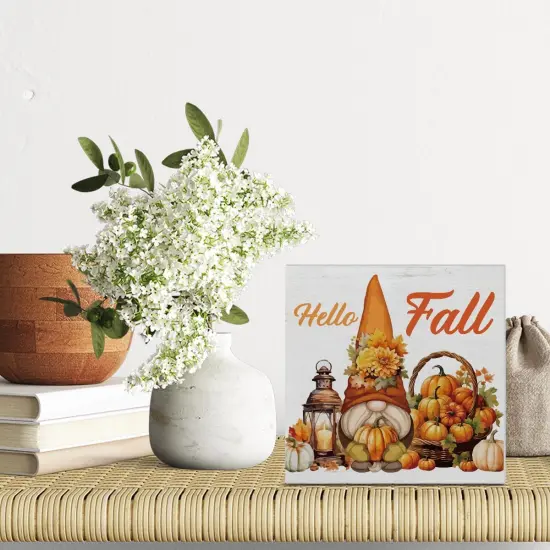 Fall Home Decor Autumn Gnome Pumpkin Wood Plaque(2-faLL) {3}