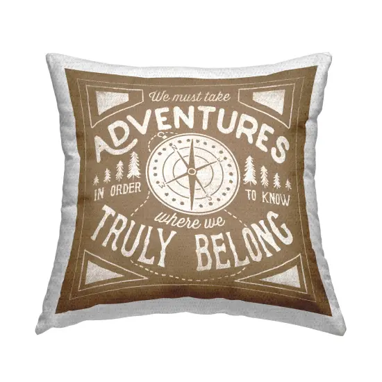 Stupell Industries Adventures Compass Phrase Outdoor Pillow, 18 x 7 x 18 {1}
