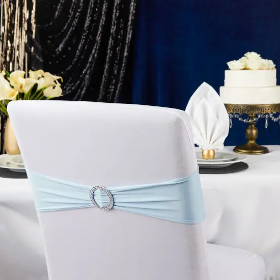 50 Pack Light Blue Chair Sashes for Wedding Reception, Baby Shower, Birthday Party, Fits 13.5-16.5 inch Chair Backs with Silver Buckles {2}