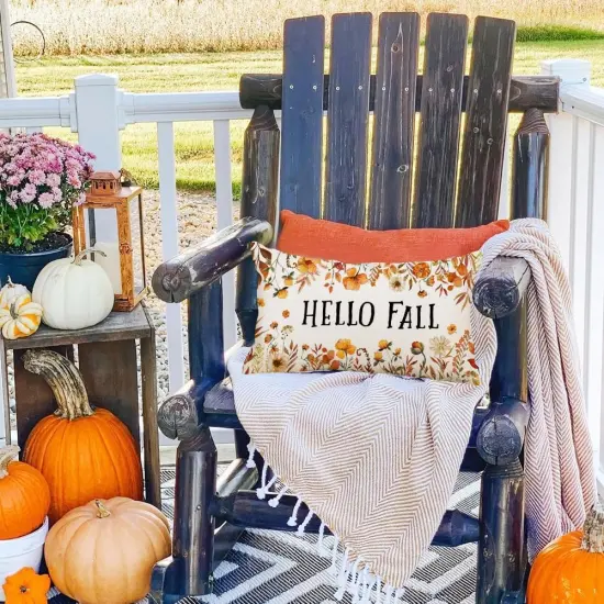 Autumn Flowers Thanksgiving Lumbar Outdoor Cushion Case Decoration {2}