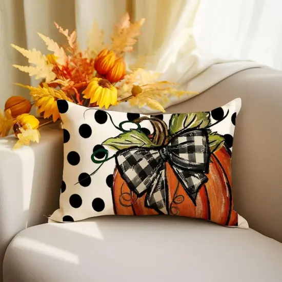 Polka Dot Pumpkin Decorative Pillows Thanksgiving Outdoor Autumn Throw Pillows Decoration {2}