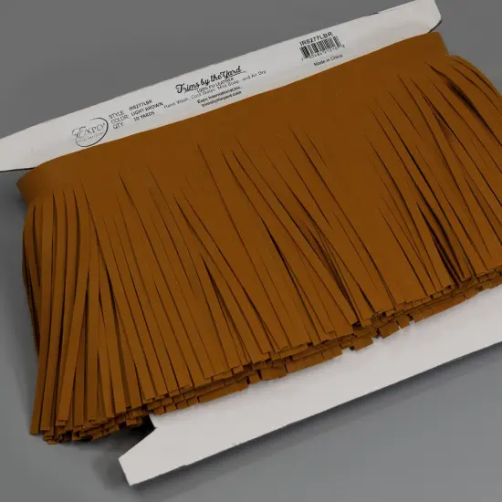 5 Yards of 6" Premium Vegan Leather Fringe Trim | 5 yard cut Brown {3}