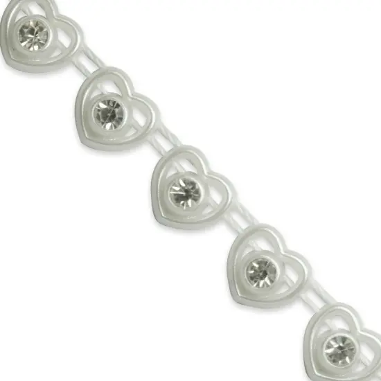 5 yards of Amour 3/8" Mini Heart Rhinestone Trim | 5 yard cut White {1}