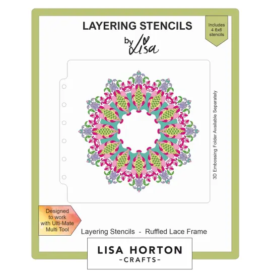Lisa Horton Crafts Layering Stencils 6"X6"-Ruffled Lace Frame {1}