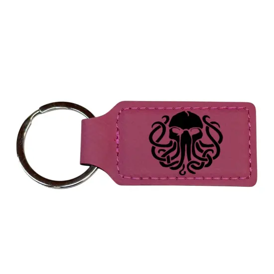 Keychain - Rectangle - Cthulhu - Leather Rawhide/Black {2}