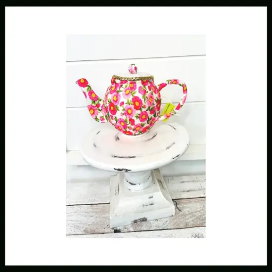 63202PK -H6xW10 Pink Foam Tea Pot Wreath Attachment {2}