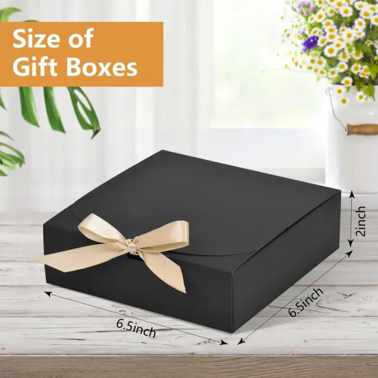 18Pack Gift Boxes with Lids, 6.5X6.5X2 Inch Small Gift Boxes, Present Box with Ribbon, Black Boxes for Gifts, Wedding, Birthday Party, Baby shower, Candy, Candle {2}
