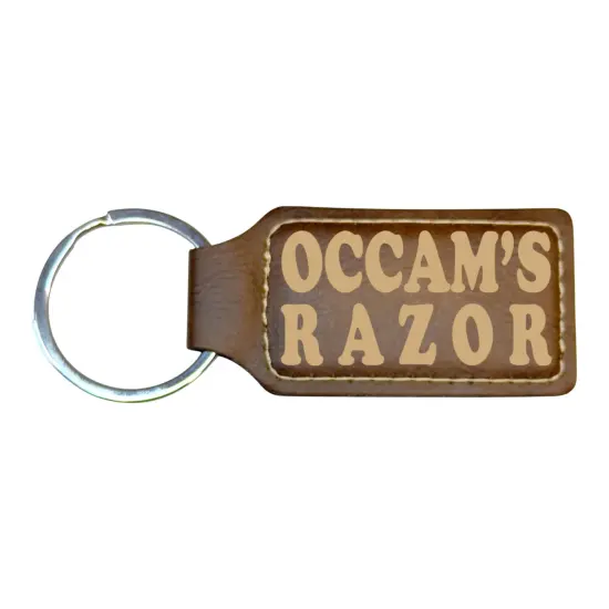 Keychain - Rectangle - Occams Razor - Leather Black/Silver {3}