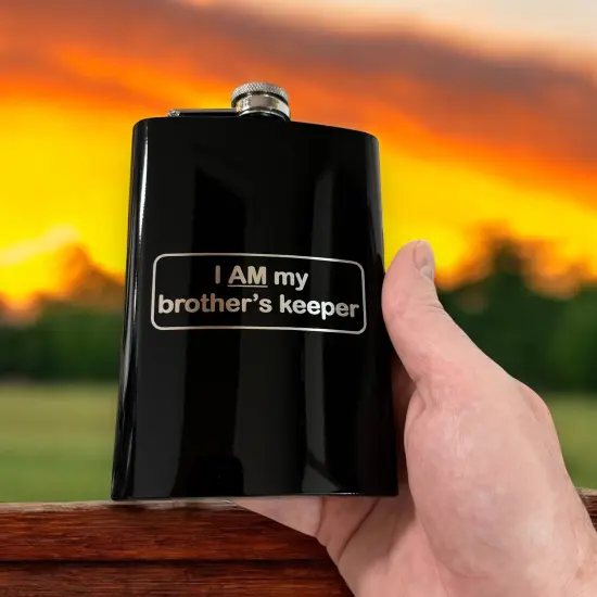 8oz BLACK I AM my brother's Keeper Flask {4}