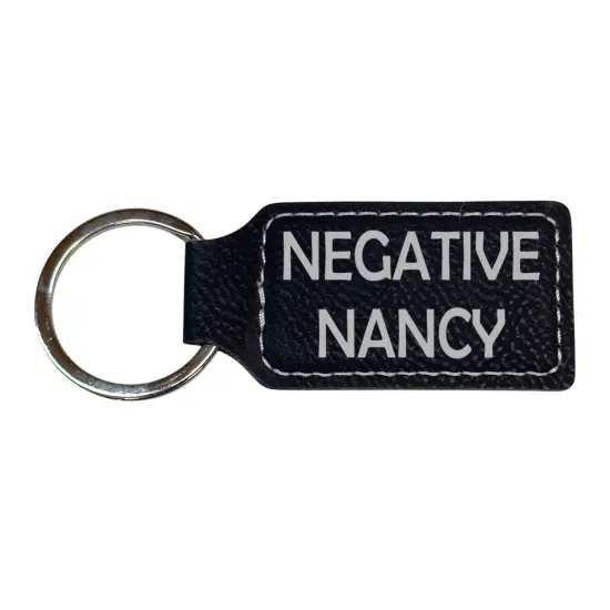 Keychain - Rectangle - Negative Nancy - Leather Rawhide/Black {3}