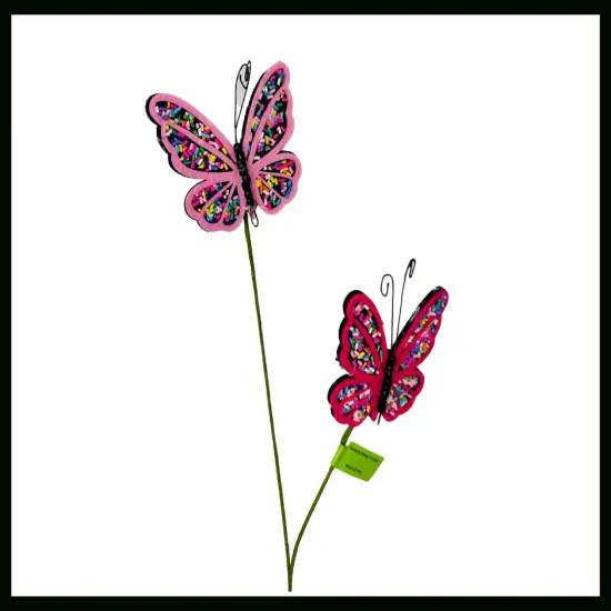 24" Pink Butterfly Spray - Vibrant Artificial Floral Accent - Perfect for Home Decor, Weddings, Parties, and Crafts-63286PK {2}