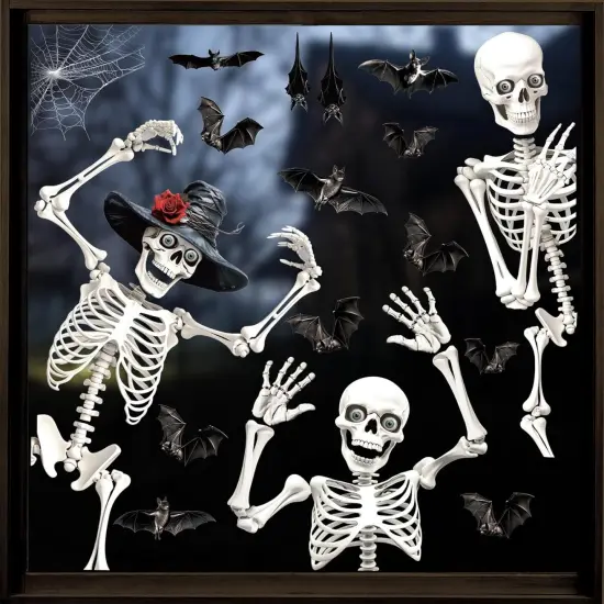 Large Halloween Window Clings, Skeleton Window Stickers {1}