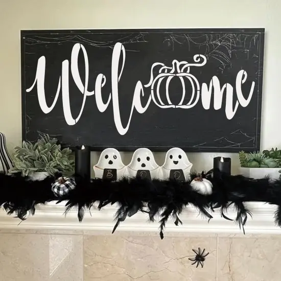 6 Pcs Large Fall Doormat Stencils Hello Pumpkin Templates {4}