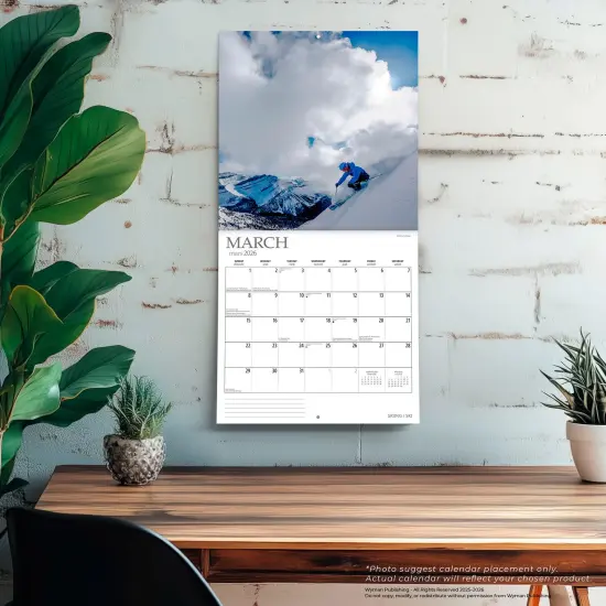 Skiing | 2026 12 x 24 Inch (Hanging) Monthly Square Wall Calendar | English/French Bilingual {5}