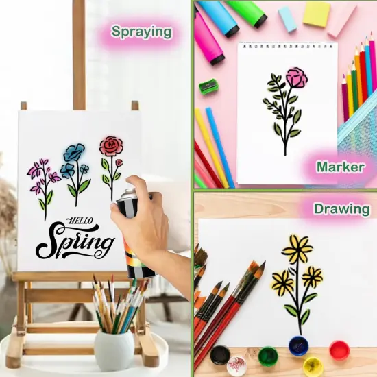 (50 flowers 2) -Botanical Flower Stencils for Crafts Small Wildflower Floral Paint Stencil {5}