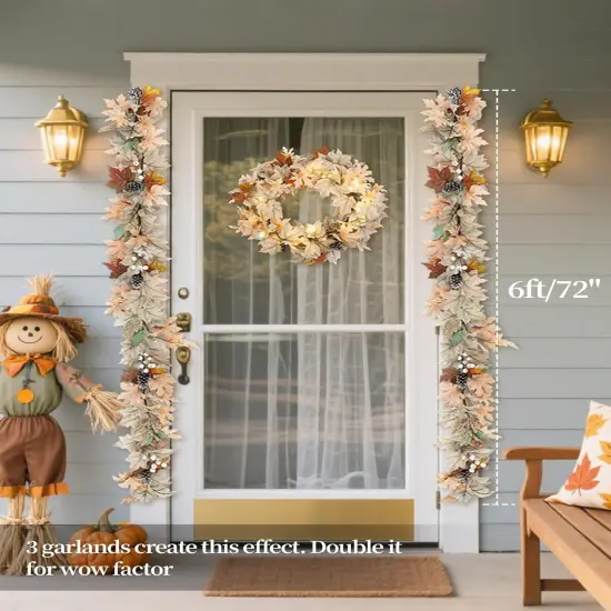 Fall Garland with 40 LED Lights - 8 Lighting Modes with Remote Timer {6}
