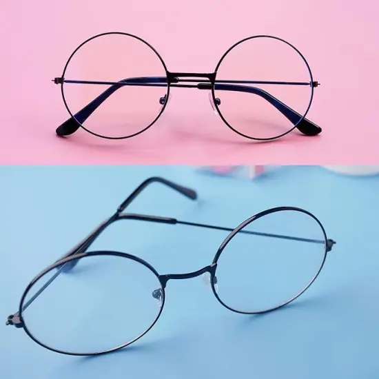 4E's Novelty Round Clear Lens Glasses &ndash; Kids Non-Prescription Black Metal Wire Frame Eyewear, Halloween Costume Accessory for Wizard, Old Man, Nerd, Schoolgirl, Cosplay Dress-Up {5}