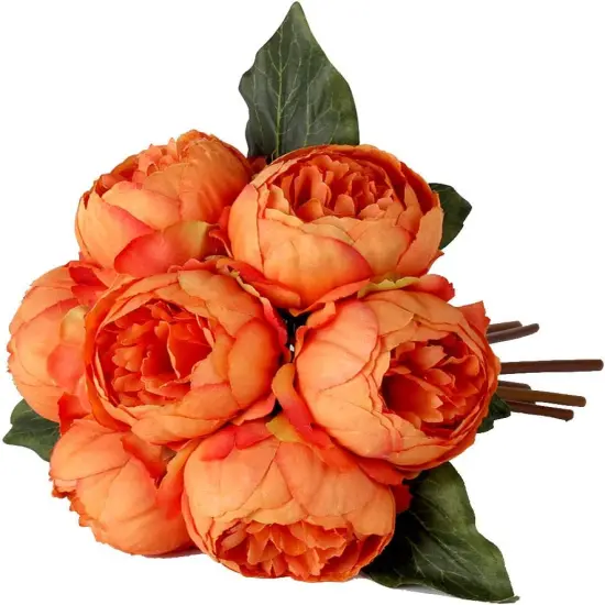 Artificial Peony Flower - 7 Heads (Orange) {1}