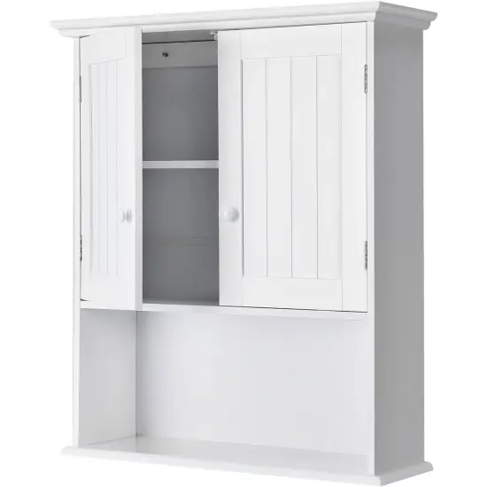 Bathroom Wall Mount Medicine Cabinet with Open Storage Shelf in White {5}