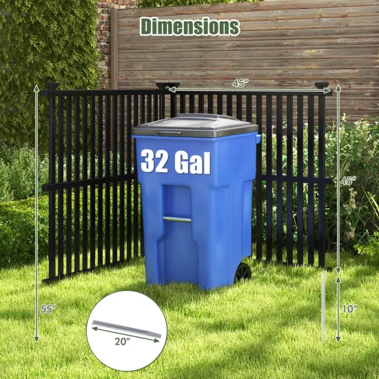 Costway 2/4 PCS Air Conditioner Fence Panels with Metal Ground Stakes No Dig Trash Can Enclosure Black {3}