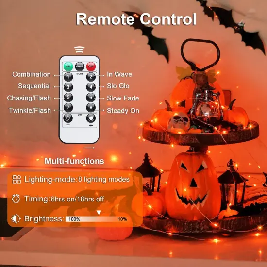 200 LED 66ft Battery Operated Halloween Lights with Remote {2}