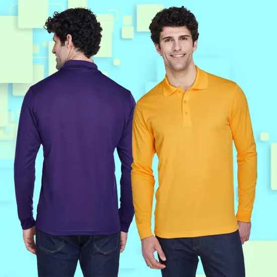 CORE365&reg; Men&rsquo;s Pinnacle Performance Long Sleeve Piqu&eacute; Polo &ndash; Moisture-Wicking, UV Protection, Anti-Microbial, Athletic Fit Classic Navy {2}