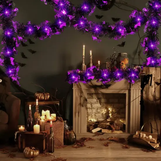20FT/6M Halloween Tinsel Garland with LED Lights {4}