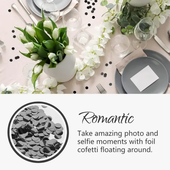 Black Metallic Glitter Foil Confetti 1.8oz - 0.6inch Round Table Confetti Dots {3}