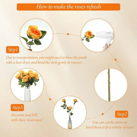 20 Pcs Artificial Rose Flowers with Long Stem,Real Touch Silk Realistic Plastic Bouquet Roses Bulk for Home Decor Bridal Wedding {3}