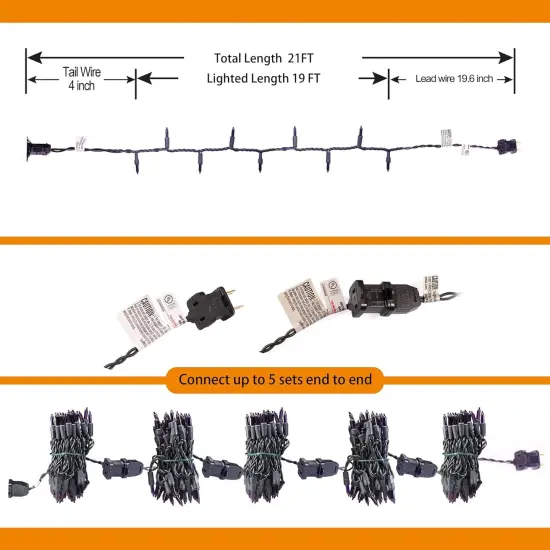 100 Count Halloween Orange String Lights - 21FT, Plug in {5}