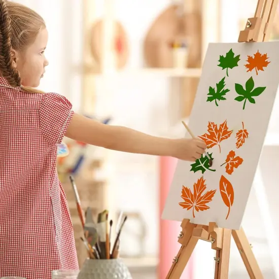 10 Pieces Fall Stencils Thanksgiving Painting Autumn Leaf Maple Leaf Pumpkin 2 Sizes {3}
