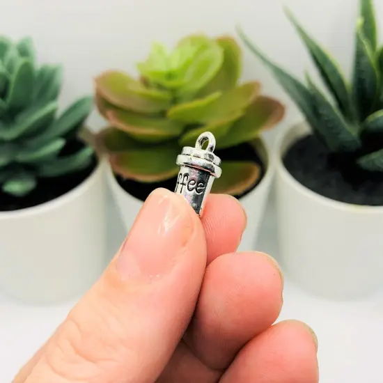 Silver Coffee Cup 3D Charms, 15x8mm {5}