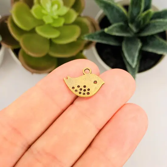 Small Bronze Bird Charms, 12x16mm {3}