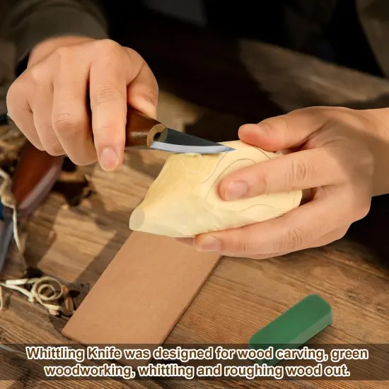 Wood Carving Knife With Leather Strop and Polishing Compound {3}