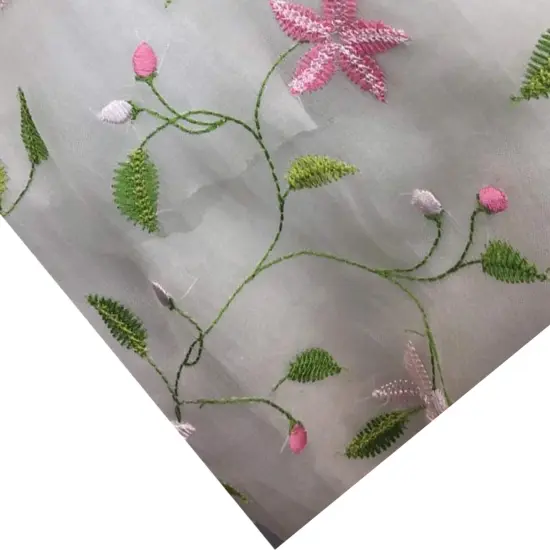 1 Yard Silk Organza Embroidered Fabric for Luxury Fashion 44/45 Inch Wide {5}